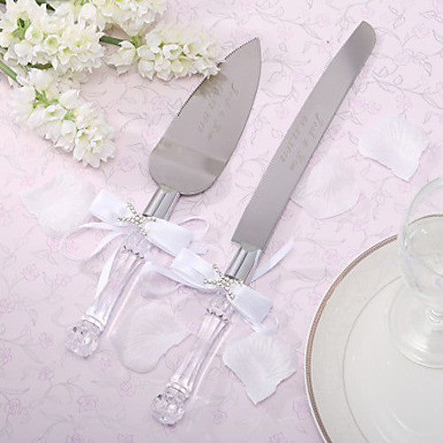 Cutting Cake Knife And Silver Blade Server Set Wedding Anniversary Engagement Birthday Party Gift Boxed