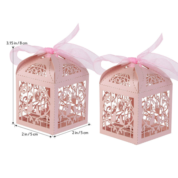 Pink Dove Bird Heart Baby Birth Naming Ceremony Bomboniere Favor Lolly Gift Card Box - 10 Pack
