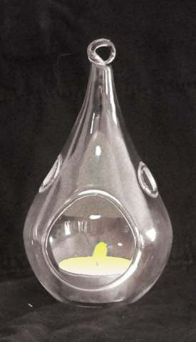 4 Pack Of Hanging Clear Glass Tealight Candle Holder Tear Drop Pear Hour Shape - 20Cm High Terrarium Plant Mini Garden Dýÿcor Craft Gift
