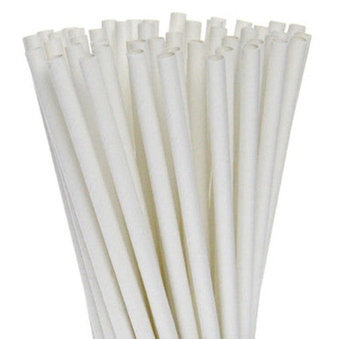 200 Pack White Drinking Straws Biodegradable Eco Paper Birthday Party Event Bistro Bar Cafe Take Away