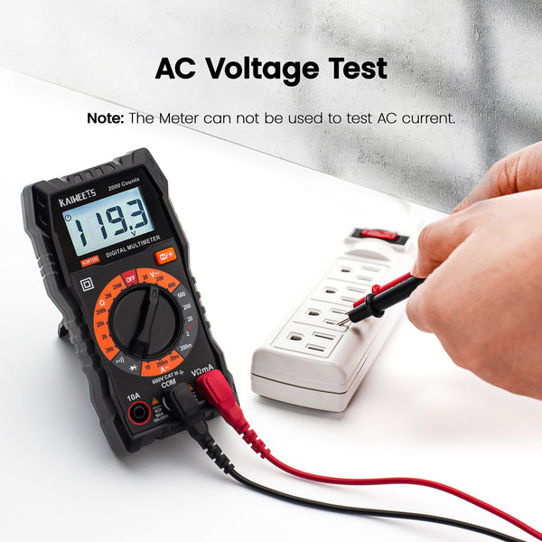 Kaiweets Digital Multimeter With Case, Dc Ac Voltmeter, Ohm Amp Test Meter And Continuity Diode Voltage Tester For Household Outlet, Automotive Battery (Anti-Burn Double Fuses)