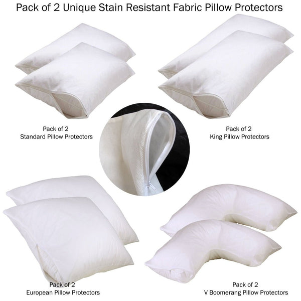 Set Of 2 Stain Resistant Pillow Protectors European
