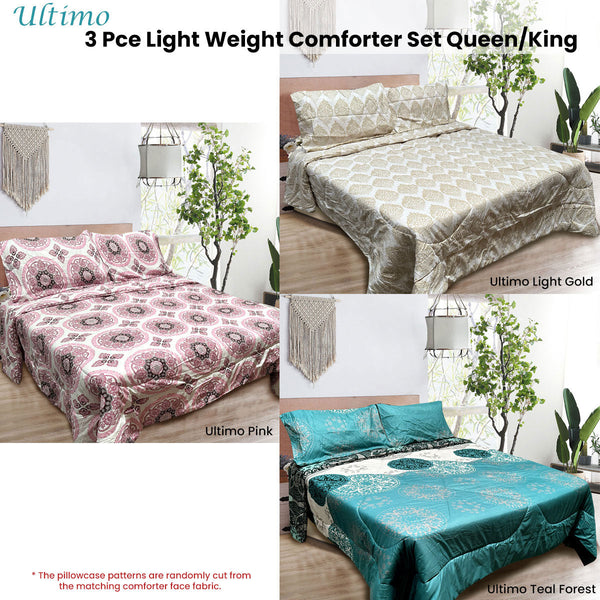 Hotel Living 3 Pce Light Weight Comforter Set Queen/King Ultimo Gold