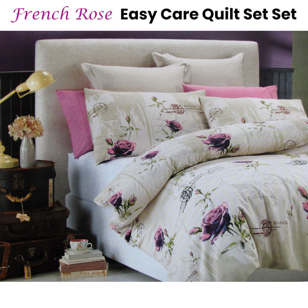 Belmondo French Rose Easy Care Quilt Cover Set
