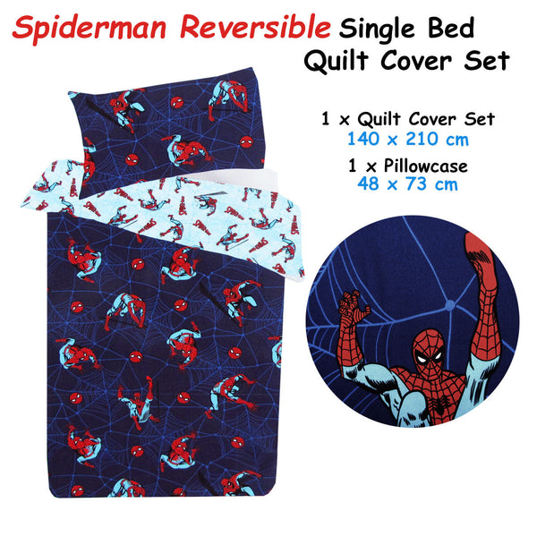 Caprice Marvel Spiderman Reversible Licensed Quilt Cover Set Single