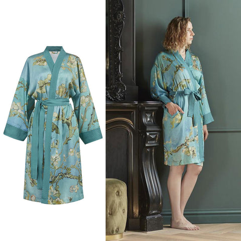 Bedding House Van Gogh Almond Blossom Blue Kimono Bath Robe Large/Extra