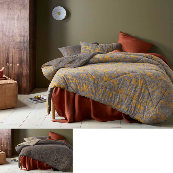 Accessorize Clove Washed Cotton Printed Reversible Comforter Set