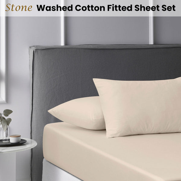 Accessorize Stone Washed Cotton Fitted Sheet Set
