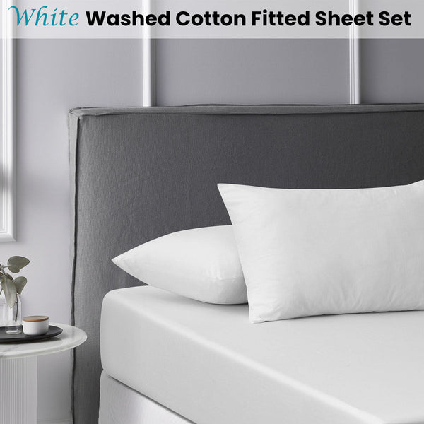 Accessorize White Washed Cotton Fitted Sheet Set