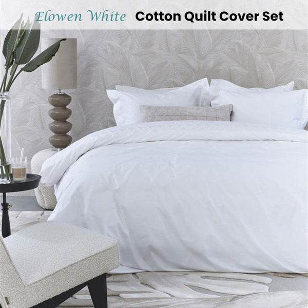 Riviera Maison Elowen White Cotton Quilt Cover Set