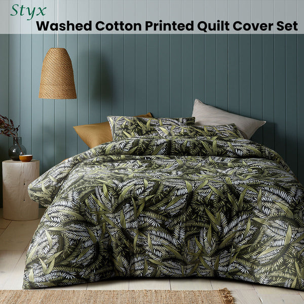 Accessorize Styx Washed Cotton Printed Quilt Cover Set