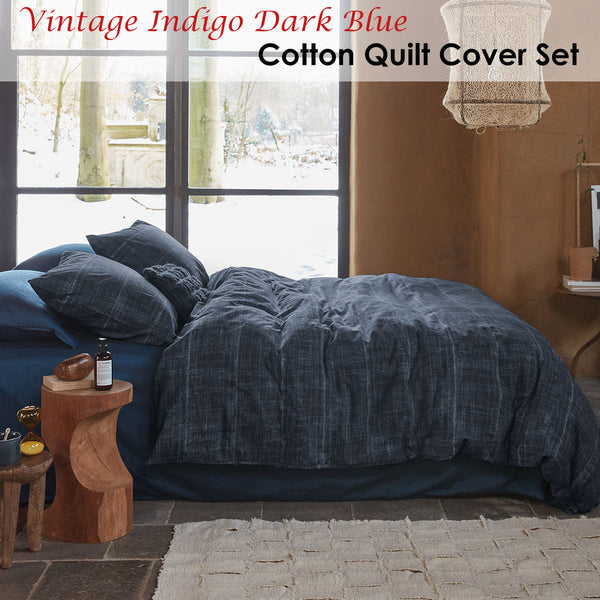 Pip Studio Vintage Indigo Dark Blue Cotton Quilt Cover Set