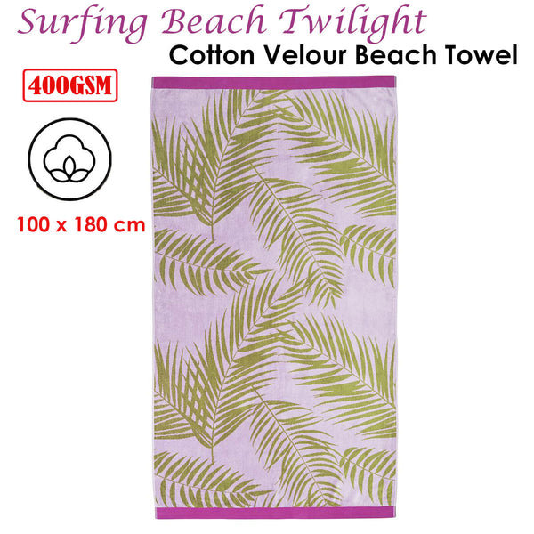 Bedding House Surfing Beach Twilight Cotton Velour Towel