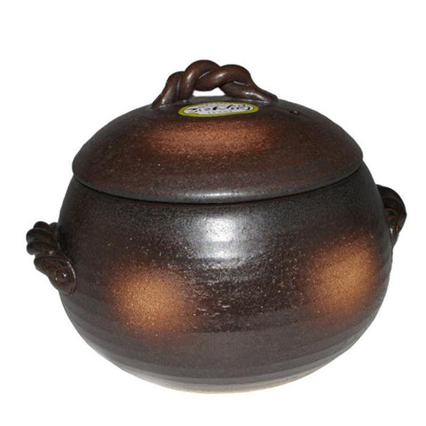 Japanese Yorozufuru-Sho Brown Donabe Chestnut 7# Rice Clay Pot Made In 4L