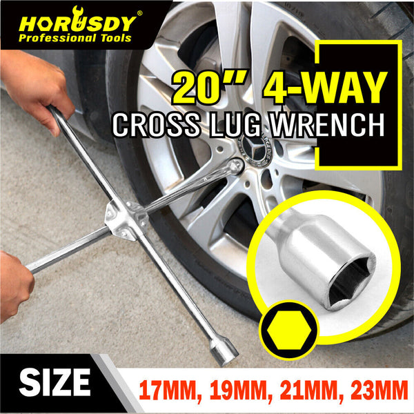 20 Wheel Brace Spanner 4-Way Cross Wrench Car Tyre Nut 17 19 21 23Mm Socket