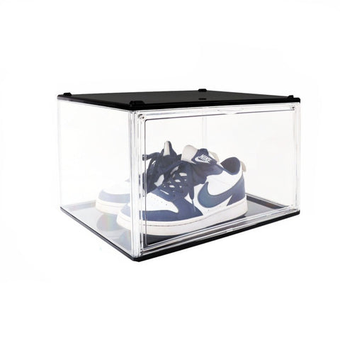 5Pc Black Stackable Shoe Display Box Hard Acrylic Sneaker Storage Containers Case