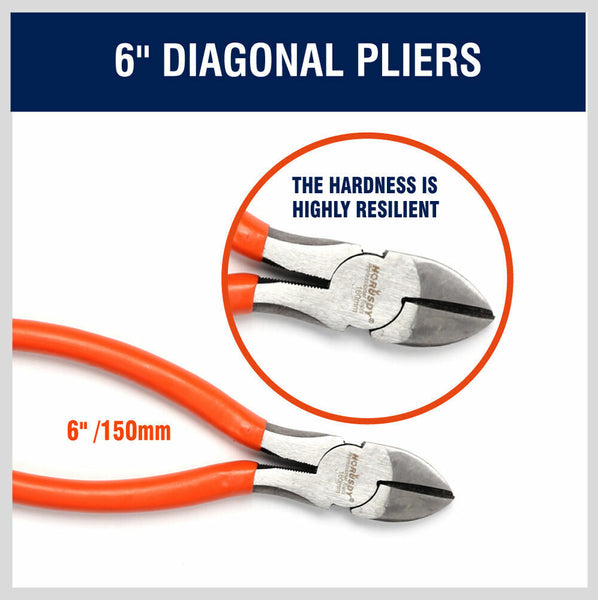 5Pc Pliers Set Diagonal Linesman Long Nose Groove Joint Slip