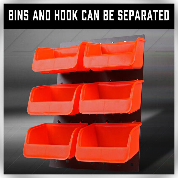 6Pc Pegboard Bins Board Parts Storage With Steel Hooks Tools Organiser Tray