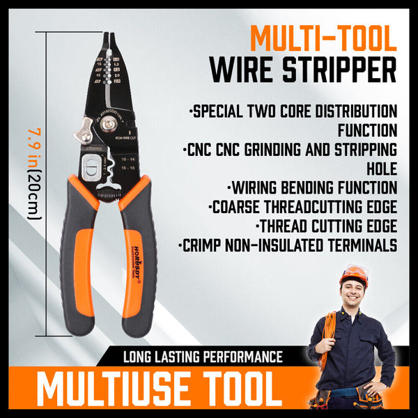8" Wire Stripping Tool Cutter Hand Crimping Pliers Insulated