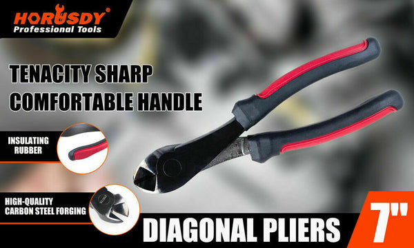 7" Flush Side Cutter Diagonal Pliers Plastic Nippers Cutting Insulated Tool