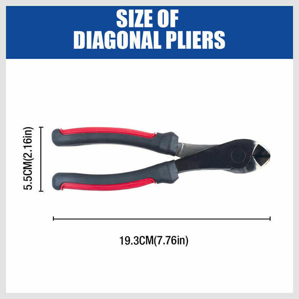 7" Flush Side Cutter Diagonal Pliers Plastic Nippers Cutting Insulated Tool