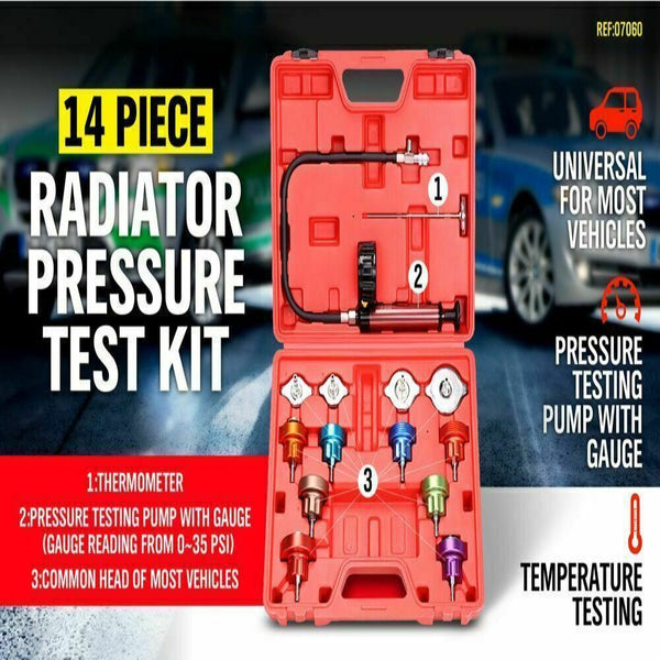 Universal Cooling System Radiator Pressure Tester Gasket Kit Leak Detector