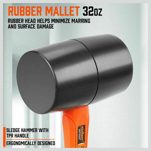 5Pc Hammer Set Rubber / Ball Pein Sledge Cross Mallet Tpr Grip Handle