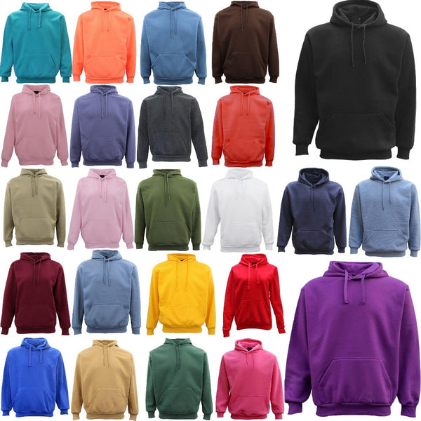 Adult Unisex Men's Basic Plain Hoodie Pullover Sweater Sweatshirt Jumper Xs-8Xl, Black