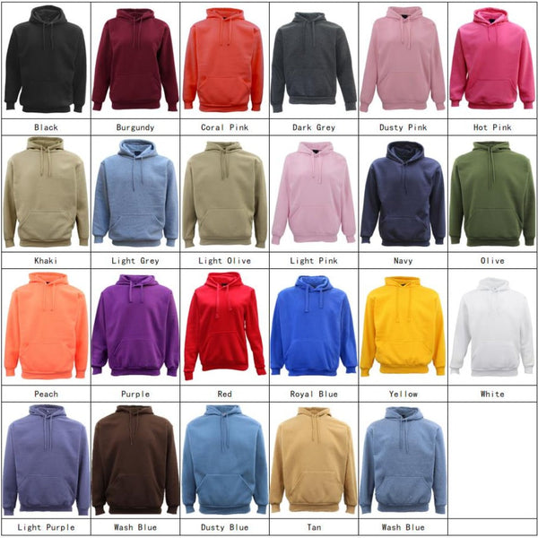 Adult Unisex Men's Basic Plain Hoodie Pullover Sweater Sweatshirt Jumper Xs-8Xl, Black