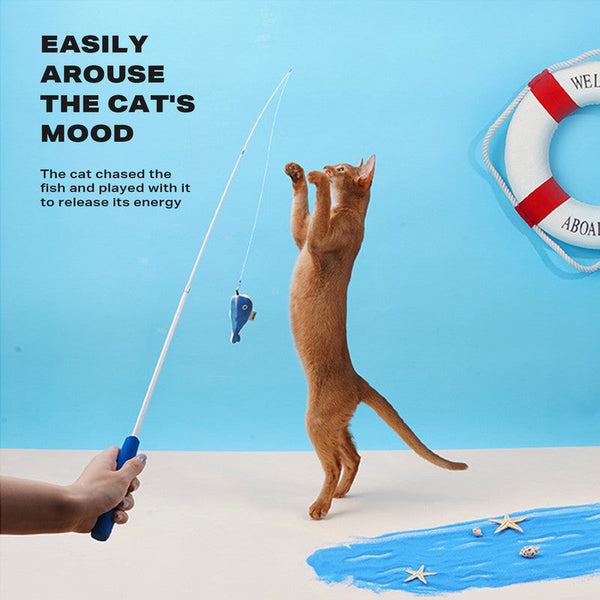 Fishing Rod Tease Cat Stick Supplies Mobile Toy Set