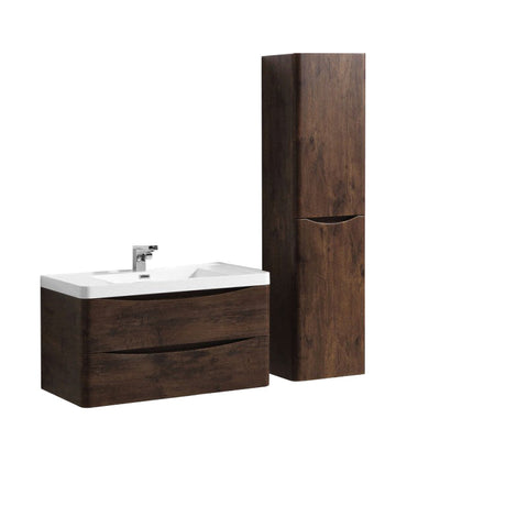 Ancona Wall Hung Bathroom Vanity 900Mm Rose Wood
