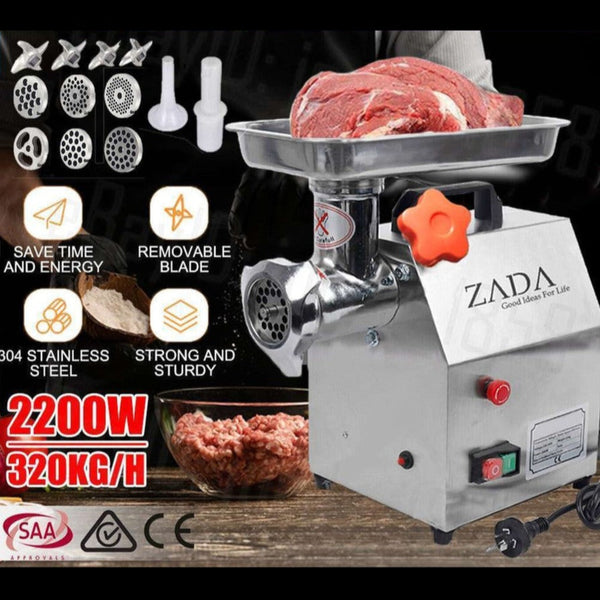 1.63Hp Commercial Meat Mincer- Electric Grinder & Sausage Maker Filler 1200W