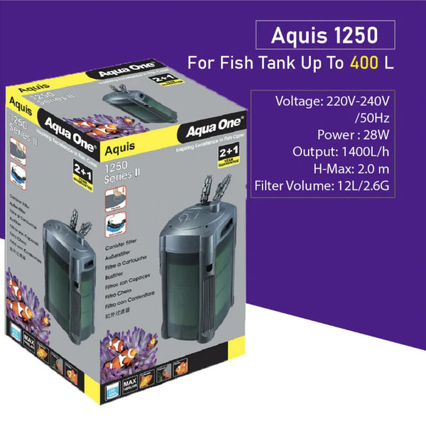 Aqua One Aquis 1250 Series Ii Canister Filter 1400L/H