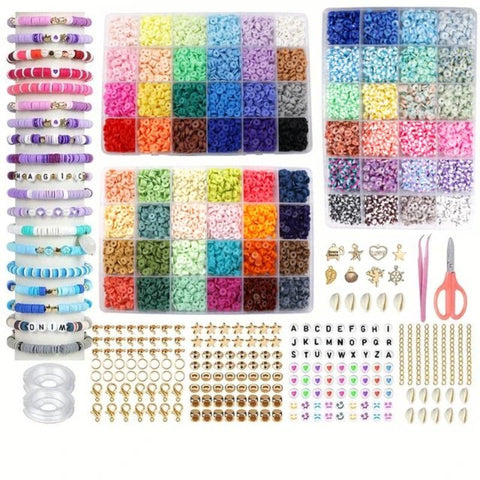 10800Pcs Clay Beads For Bracelet Making Kit 72 Colors Spacer Heishi Jewelry