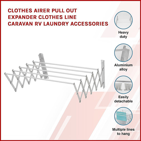 Clothes Airer Pull Out Expander Line Caravan Rv Laundry Accessories