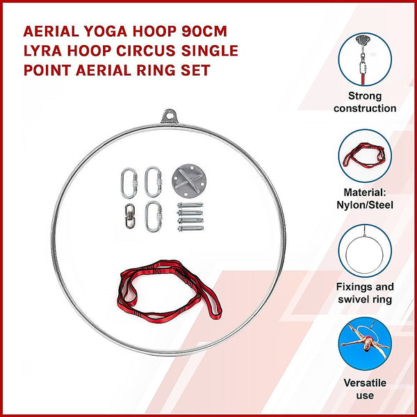 Aerial Yoga Hoop 90Cm Lyra Circus Single Point Ring Set