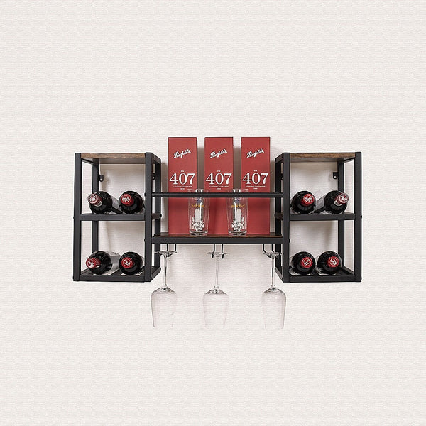Wall Mounted Wine Rack 3 Stem Glass Holder Storage Organiser