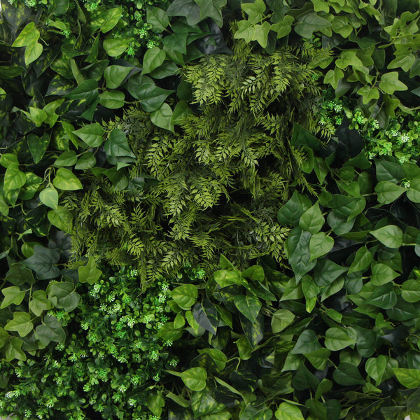 Slimline Artificial Green Wall Disc 80Cm Mixed Fern & Ivy (White)