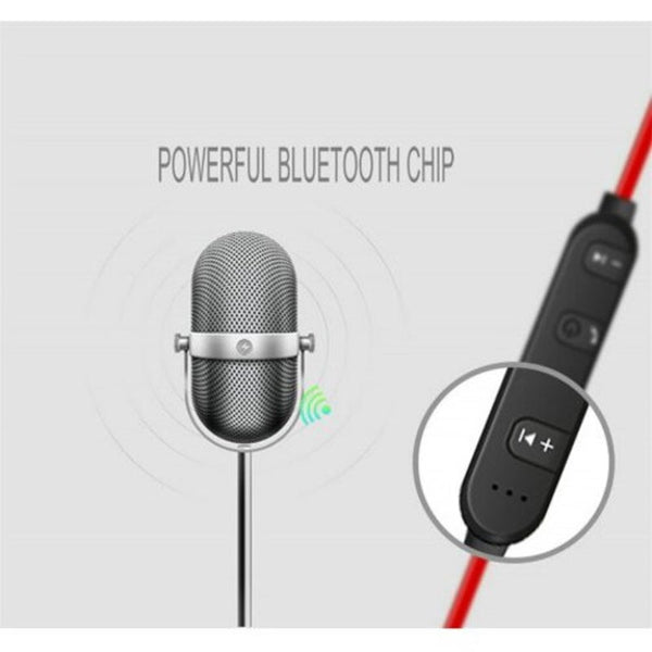 W11 001 Wireless Bluetooth Headset Metal Magnetic Stereo Sports Bass Suitable For All Phones Red