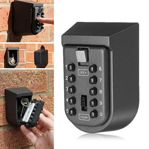 Wall Mounted Key Safe Password Lock Storage Box Black