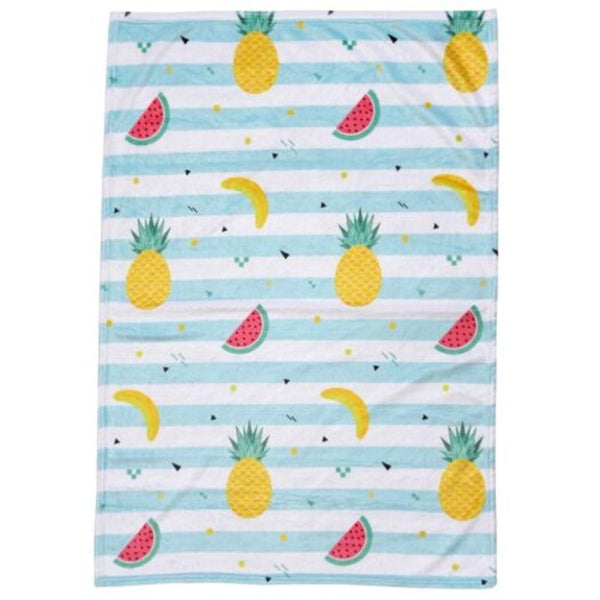 Watermelon Pineapple Banana Pattern Double Sided Flannel Home Nap Warm Blanket Multi W27.6 X L39.4 Inch