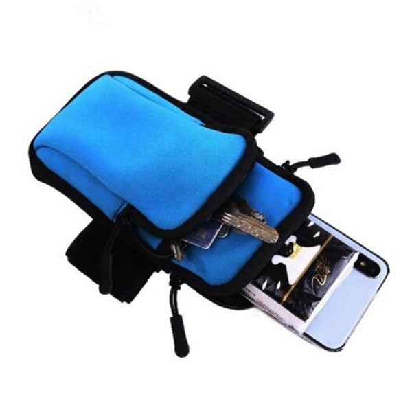 Waterproof Outdoor Sports Cellphone Arm Bag Running Fitness Riding Armband Blue