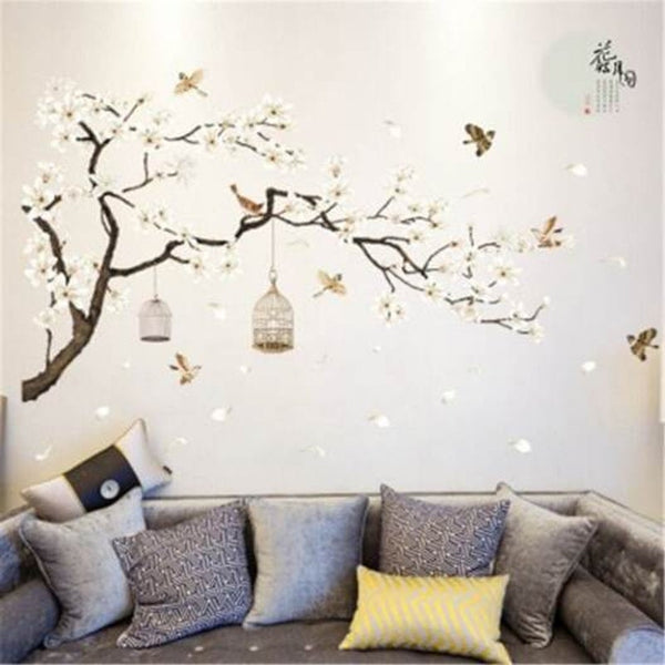Big Size Tree Wall Stickers Birds Flower Home Decor Wallpapers Diy Vinyl