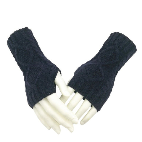 Winter Fall Knitted Gloves Navy Blue