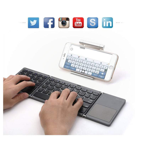 Computer Keyboards Wireless Bluetooth Folding Mini Foldable Portable Bt With Touchpad Rechargeable Li Ion Battery