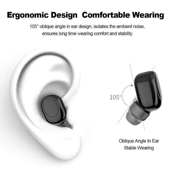Headphones Wireless Bt 4.1 Mini Invisible Earphone Stereo Music Headset Earpiece Usb Charging Base Hands Free Microphone