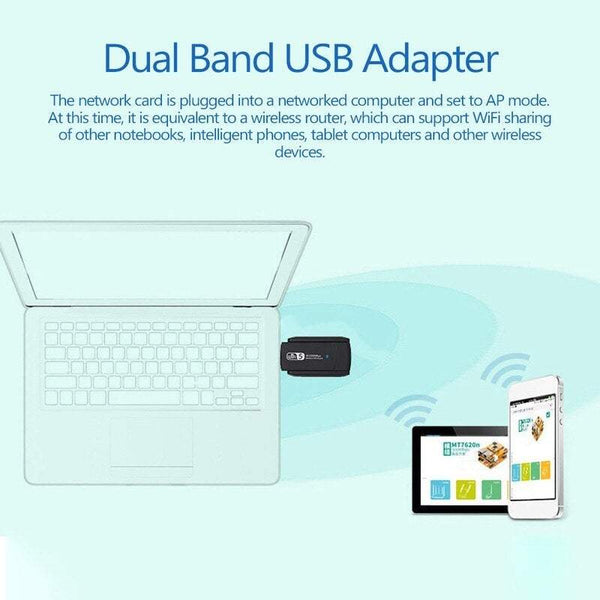 Networking Cables Adapters Wireless Usb Fi 1200Mbps Lan Ethernet 2.4G 5G Dual Band Card Dongle