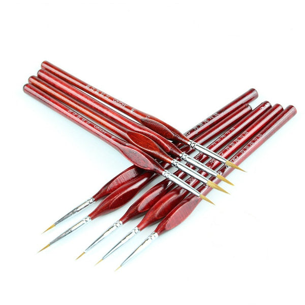 9Pcs / Set Miniature Paint Brushes Fine Pointed Tip For Acrylic Watercolor Oil Drawing Kits