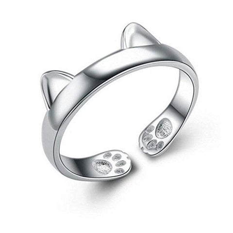 Rings Women Exquisite Cat Ears Open Bracelet 925 Sterling Silver Simple Cute Design Opening Finger