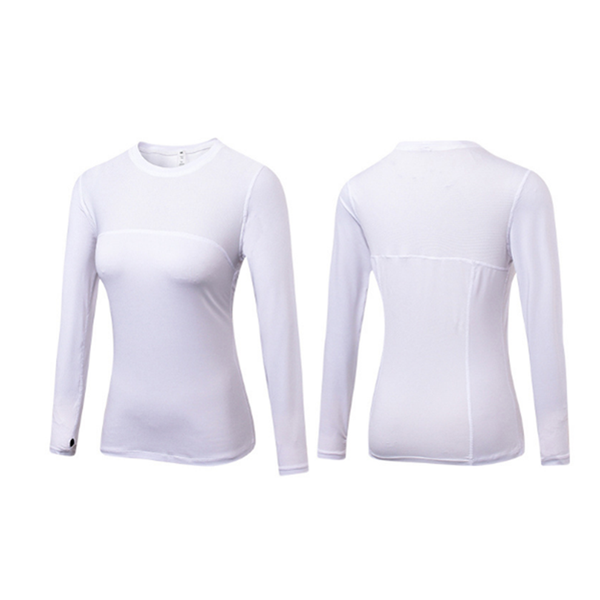 Women's Compression Tops Long Sleeve Moisture Wicking Workout Shirt White